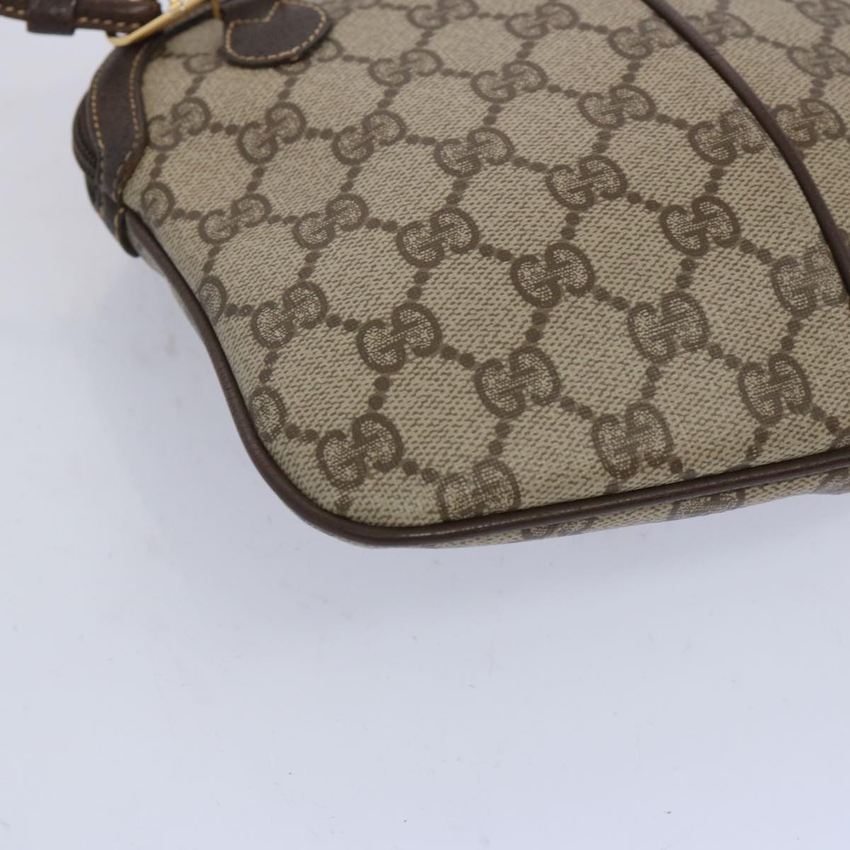 GUCCI GG Supreme Web Sherry Line Shoulder Bag Beige 904 02 047 Auth yk10435