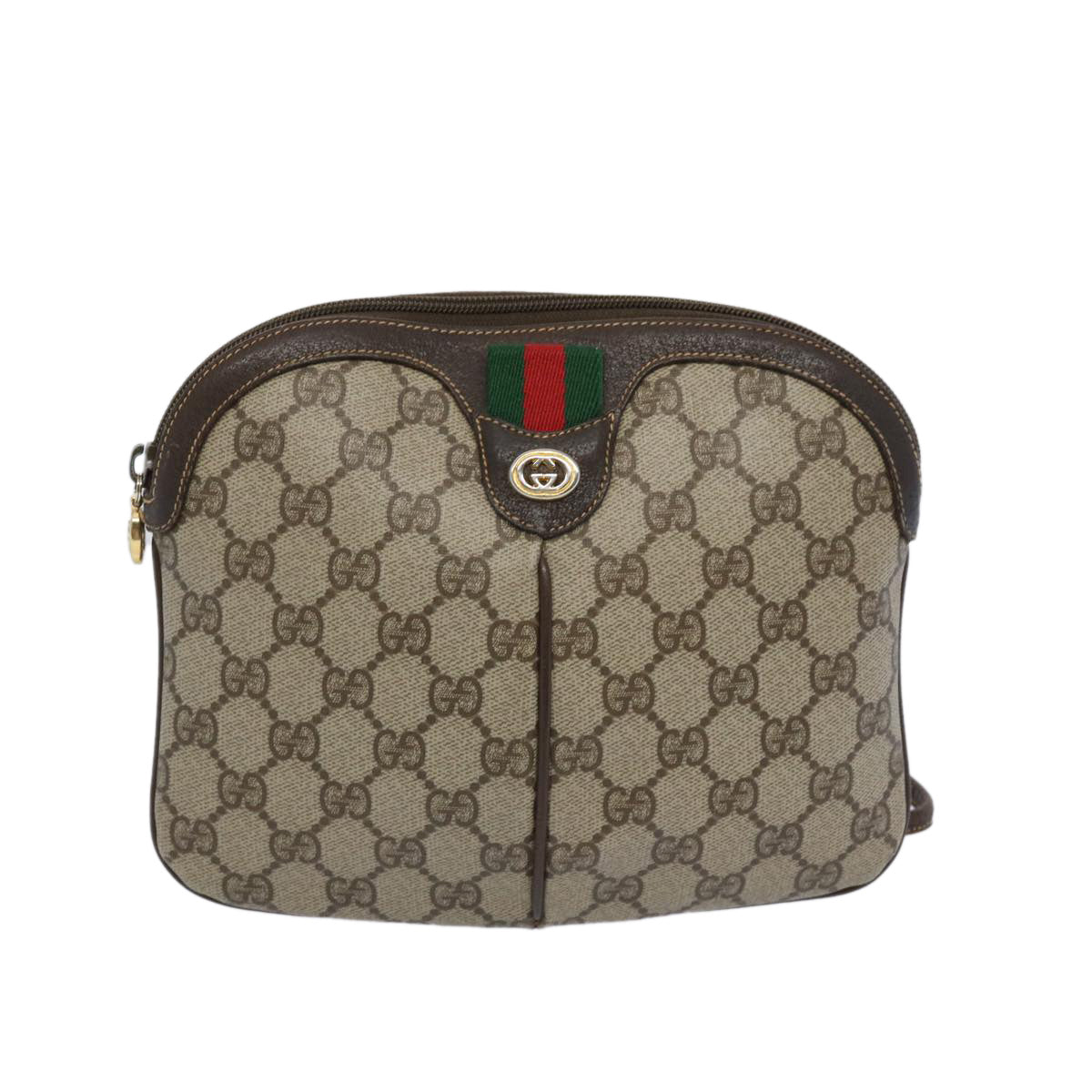 GUCCI GG Supreme Web Sherry Line Shoulder Bag Beige 904 02 047 Auth yk10435