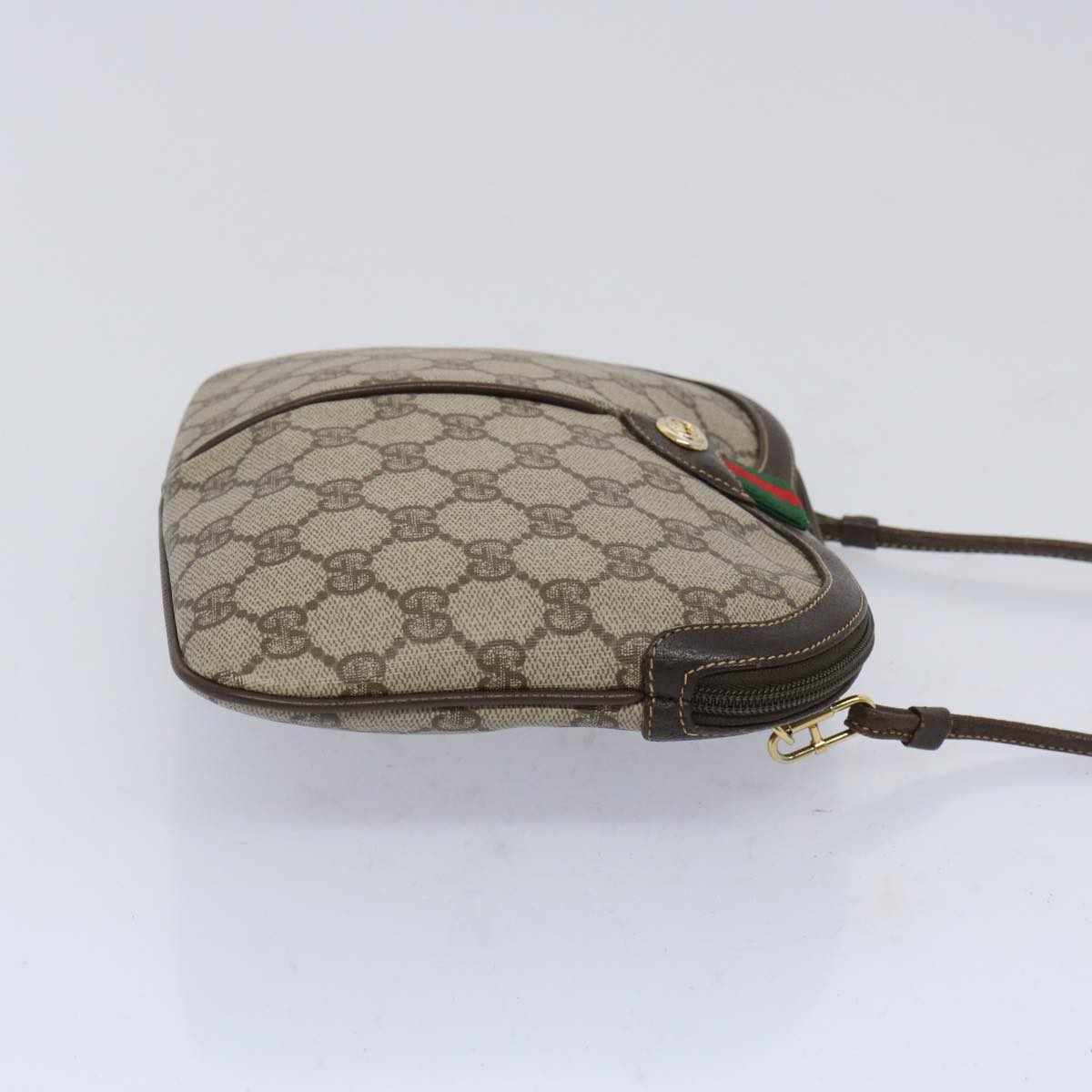 GUCCI GG Supreme Web Sherry Line Shoulder Bag Beige 904 02 047 Auth yk10435