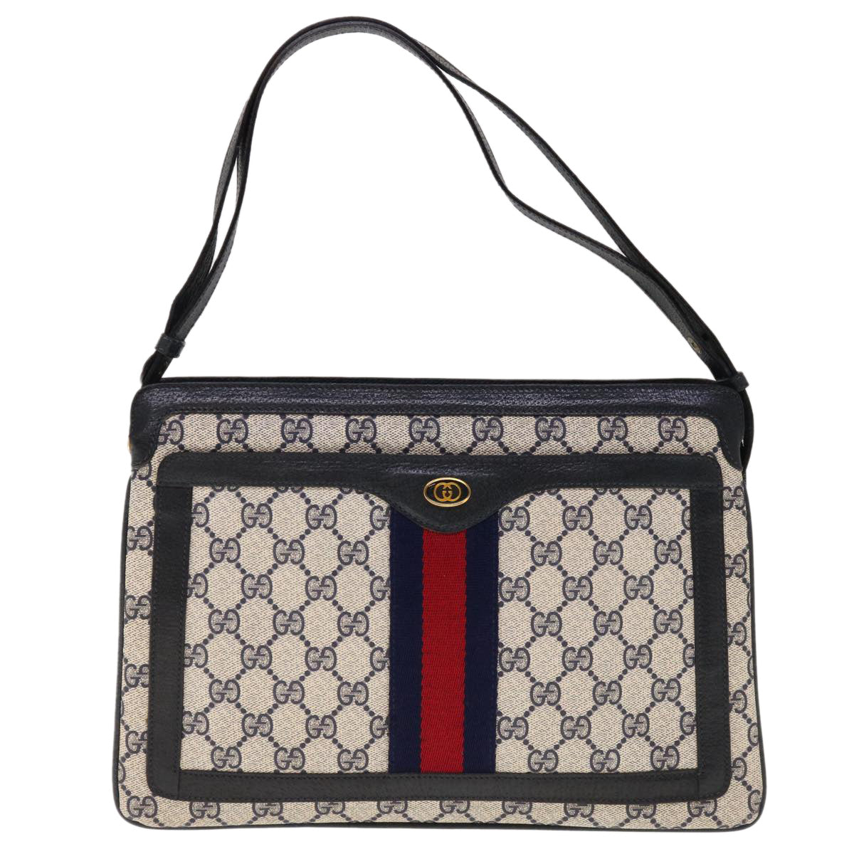 GUCCI GG Supreme Sherry Line Shoulder Bag PVC Red Navy 41 02 013 Auth yk10438