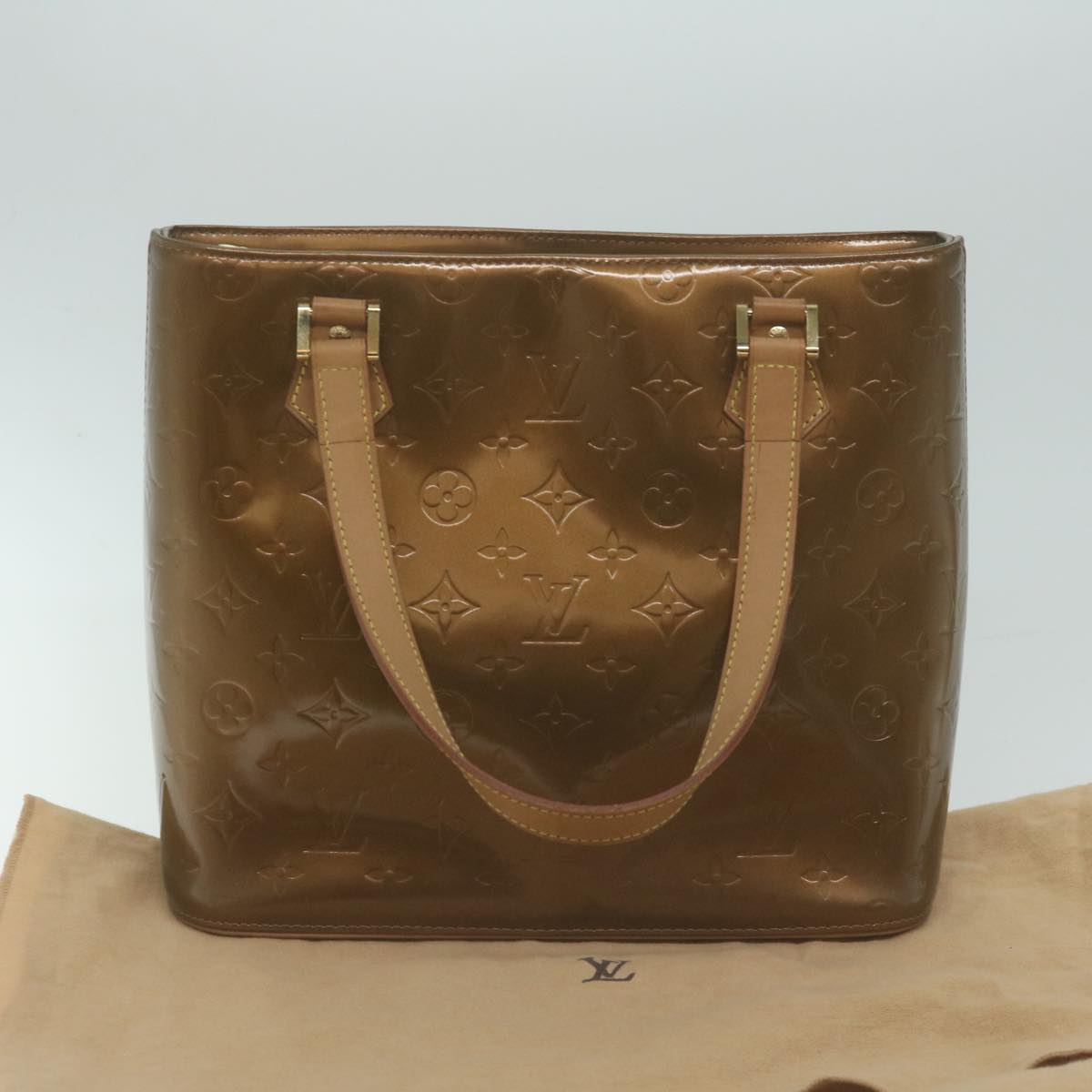 LOUIS VUITTON Monogram Vernis Houston Hand Bag Bronze M91122 LV Auth yk10451