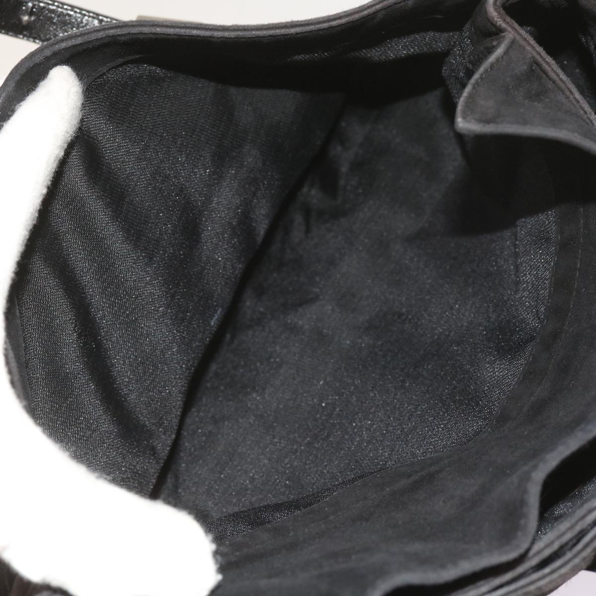 FENDI Shoulder Bag Suede Black Auth yk10461