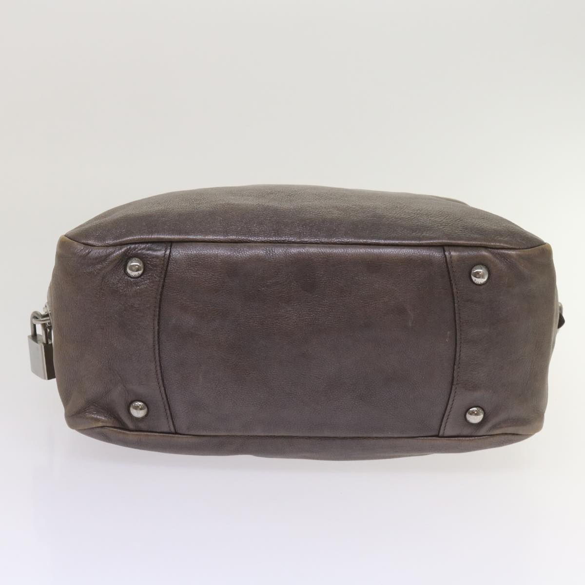PRADA Hand Bag Leather Brown Auth yk10465