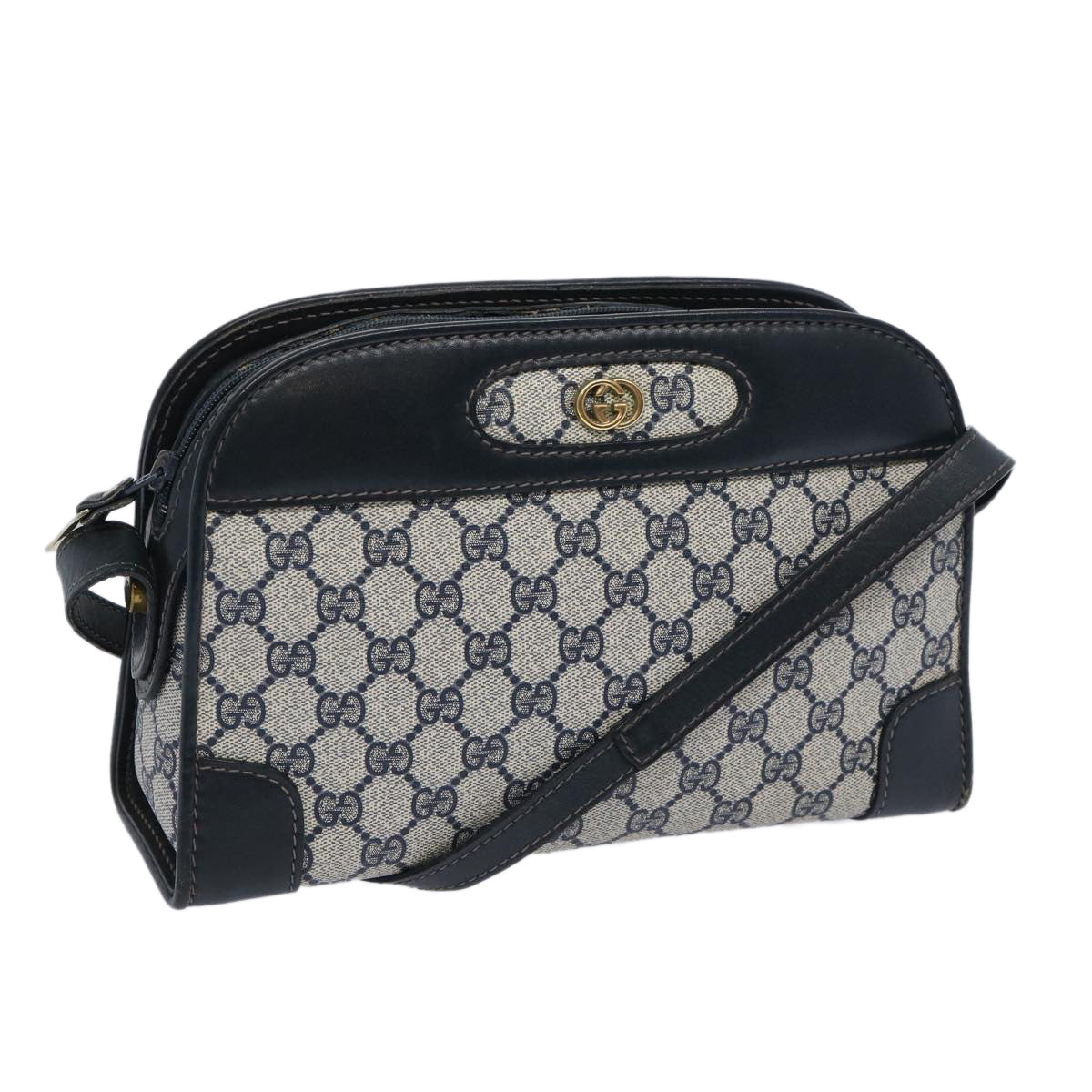 GUCCI GG Canvas Shoulder Bag PVC Navy Auth yk10467