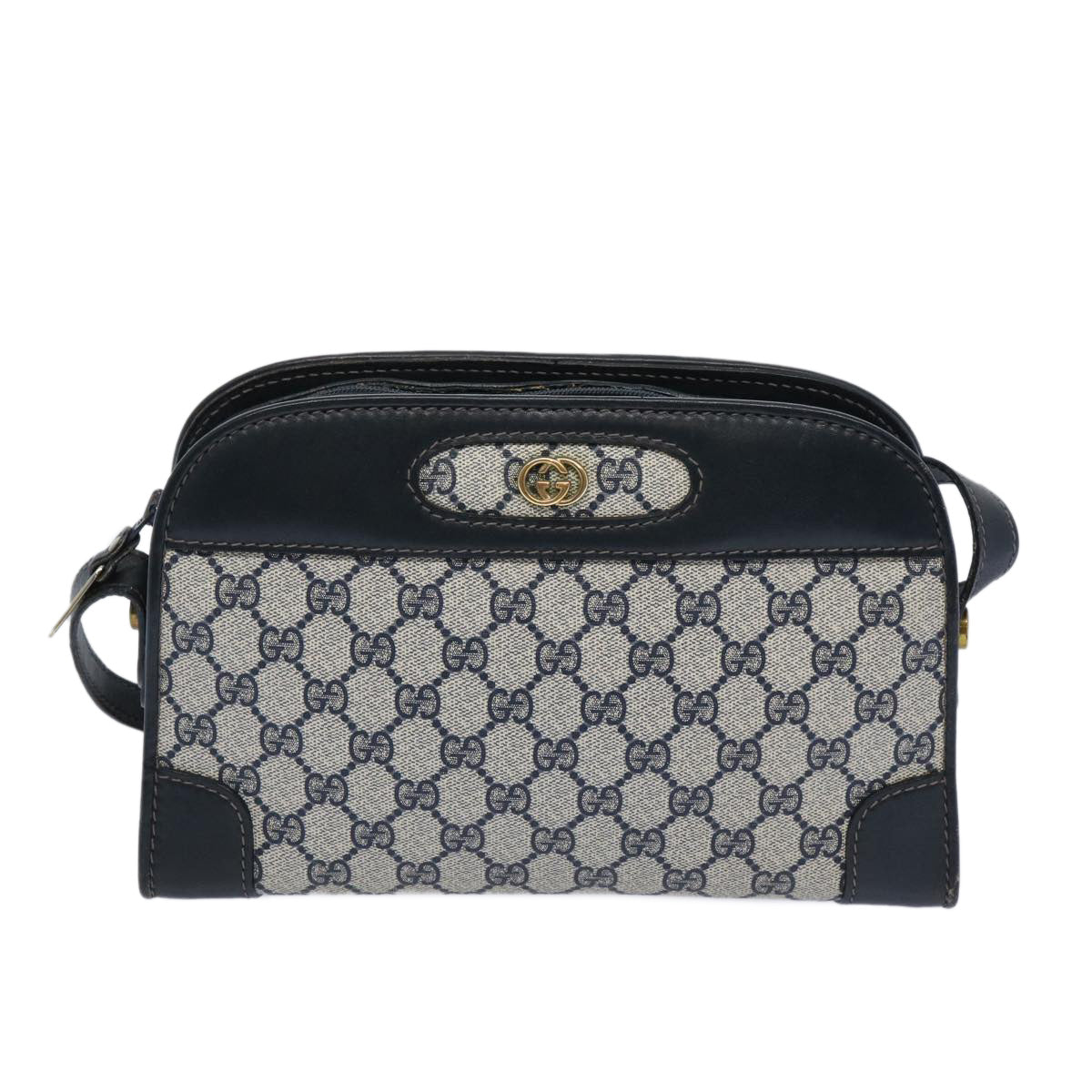 GUCCI GG Canvas Shoulder Bag PVC Navy Auth yk10467 - 0