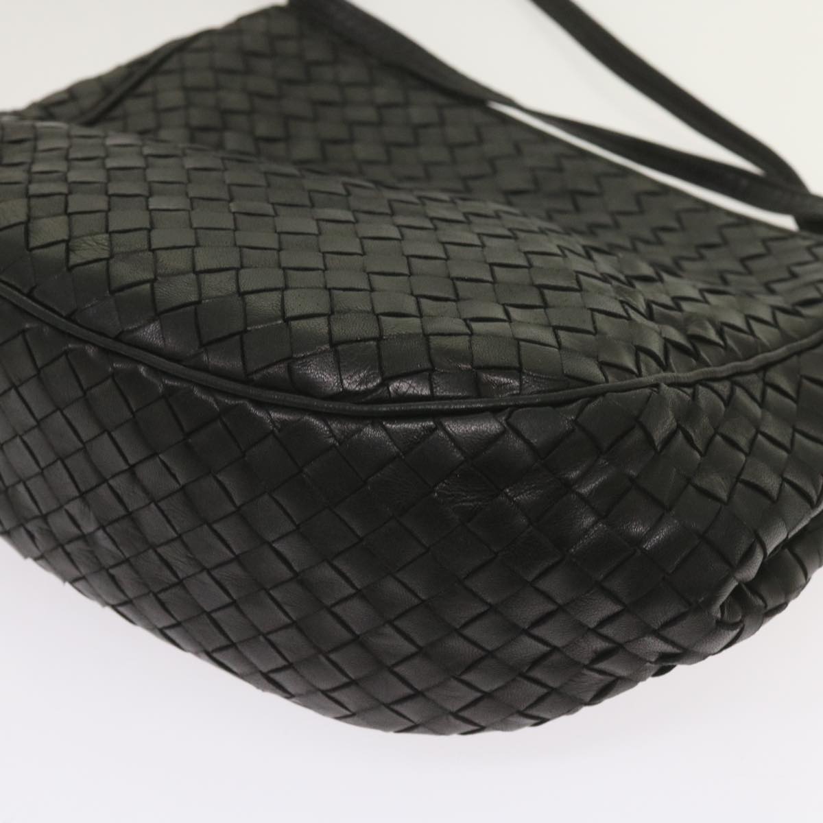 BOTTEGA VENETA INTRECCIATO Shoulder Bag Leather Black Auth yk10480