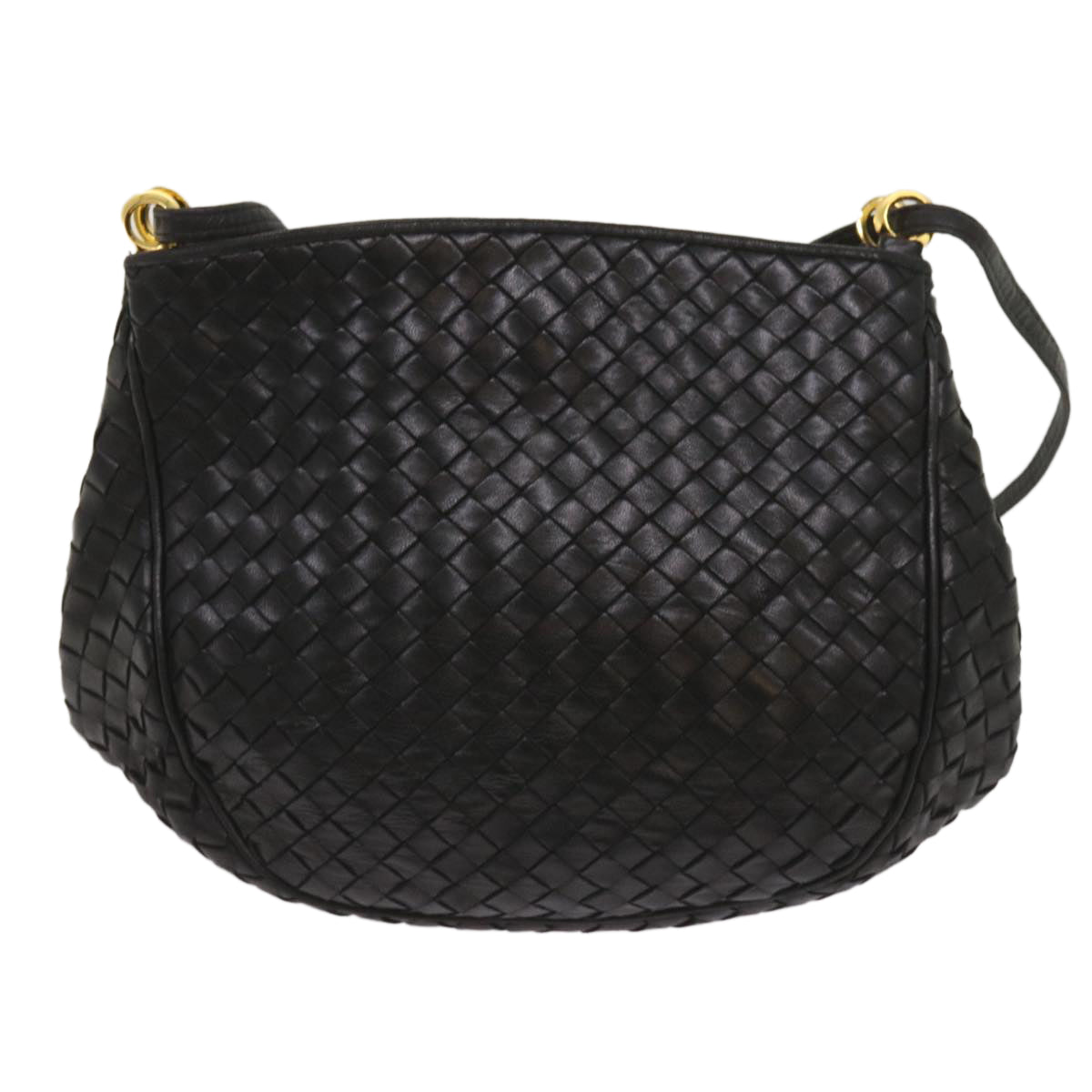 BOTTEGA VENETA INTRECCIATO Shoulder Bag Leather Black Auth yk10480 - 0