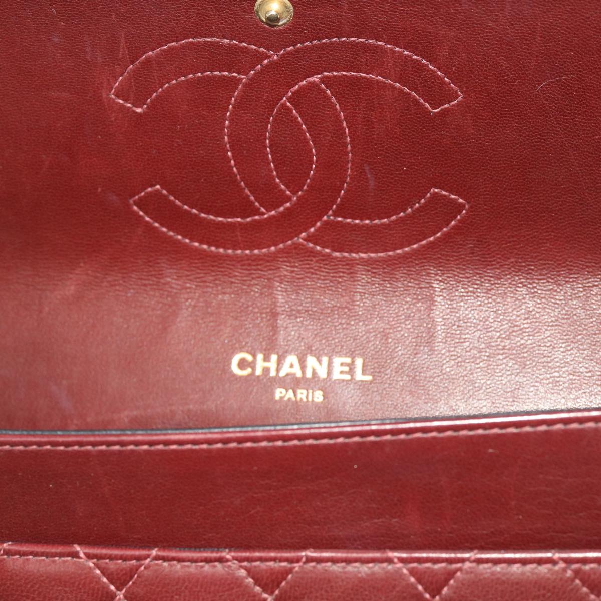 CHANEL Matelasse Turn Lock Shoulder Bag Lamb Skin Old Model Red CC Auth yk10495