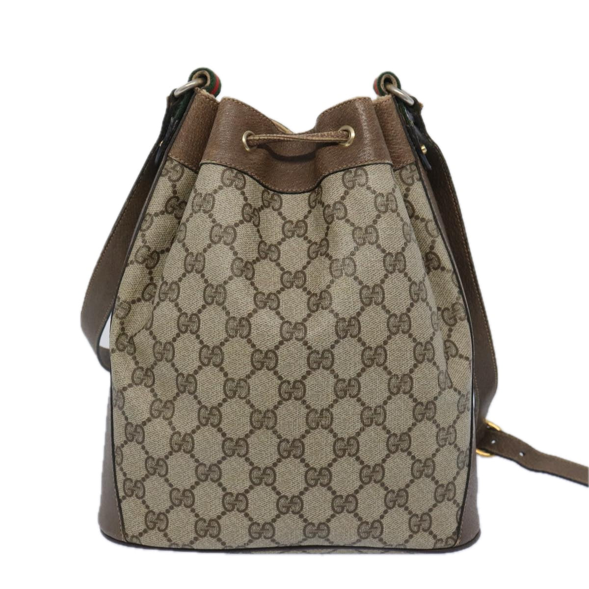 GUCCI GG Supreme Web Sherry Line Shoulder Bag Beige Green 41 02 034 Auth yk10500 - 0