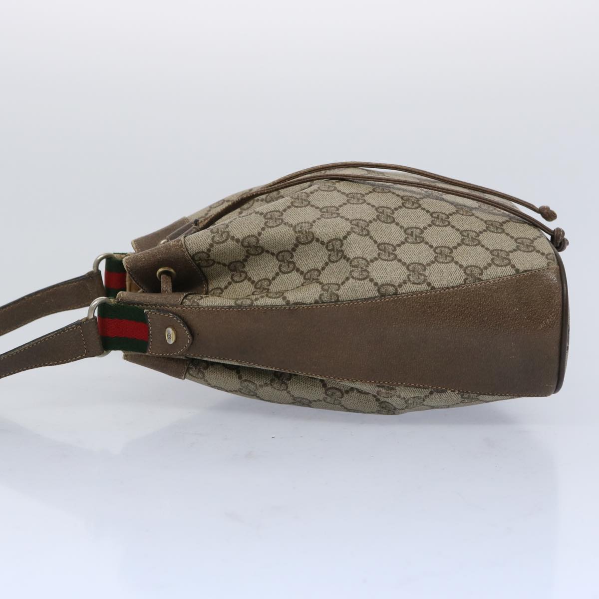 GUCCI GG Supreme Web Sherry Line Shoulder Bag Beige Green 41 02 034 Auth yk10500