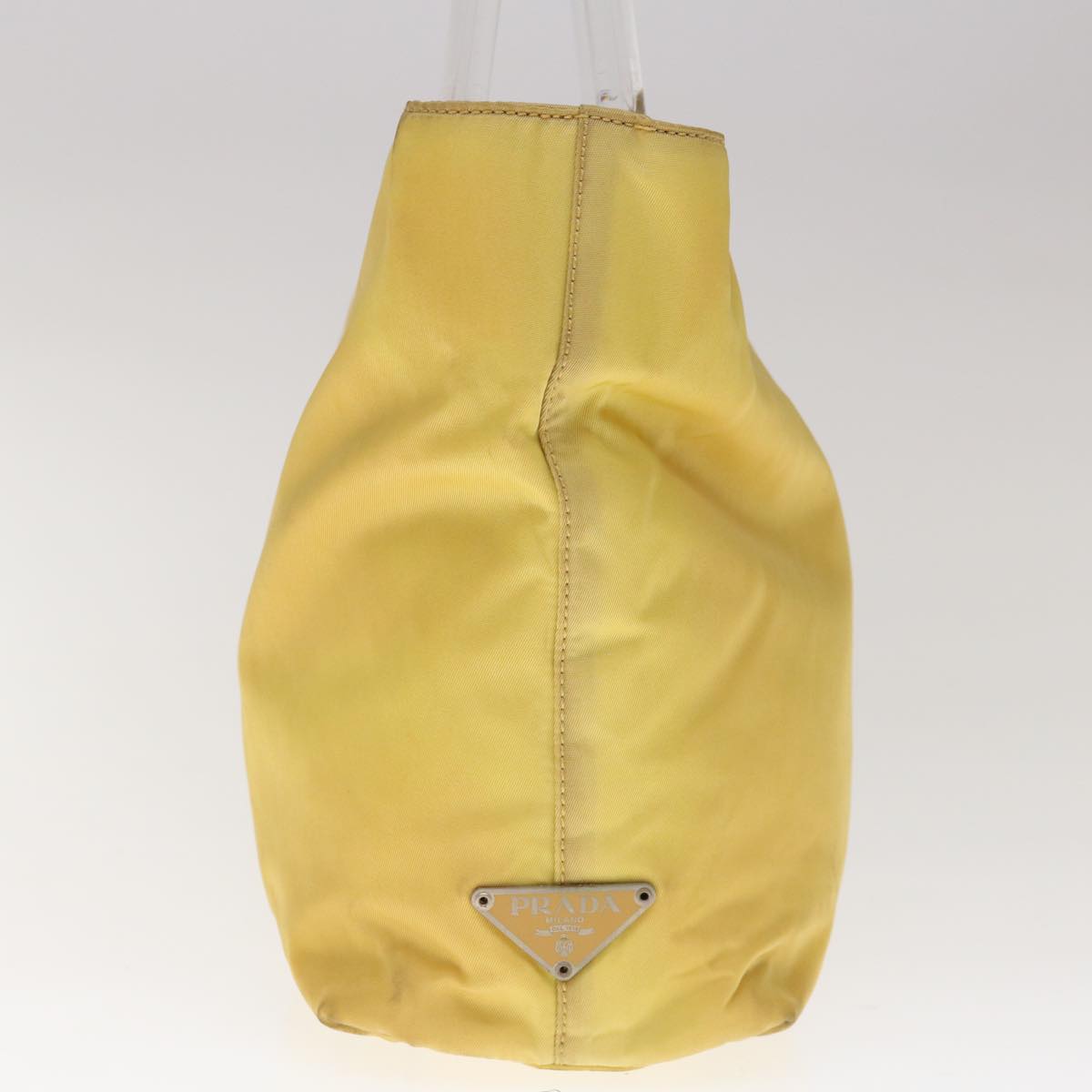 PRADA Hand Bag Nylon Yellow Auth yk10521