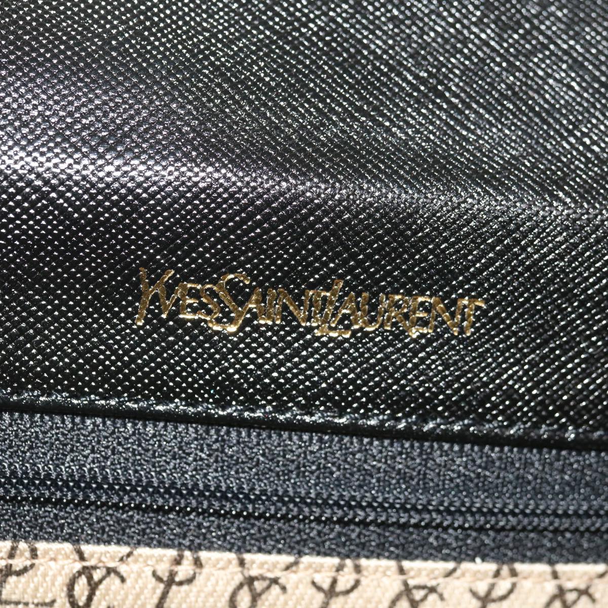 SAINT LAURENT Clutch Bag Leather Black Auth yk10525