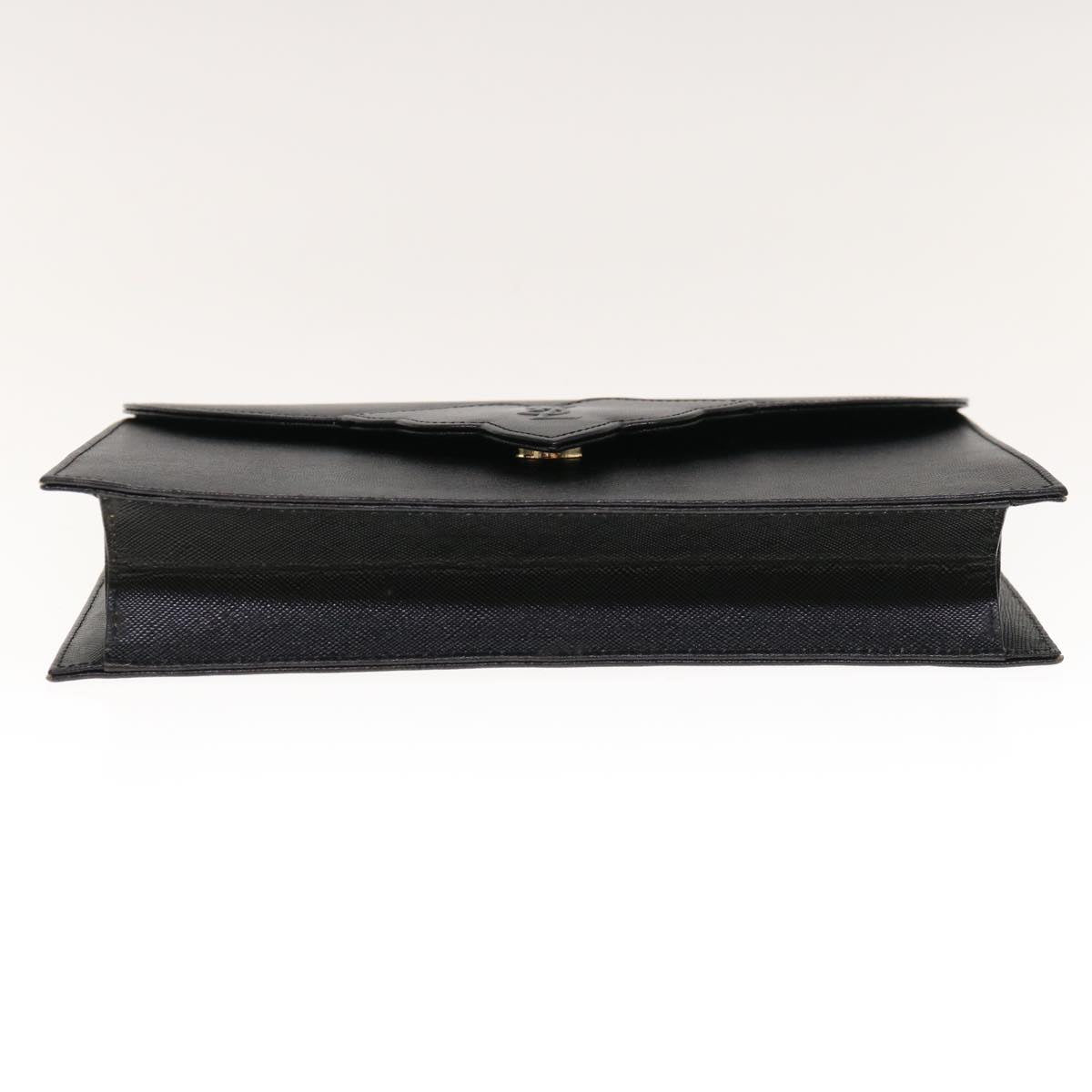 SAINT LAURENT Clutch Bag Leather Black Auth yk10525