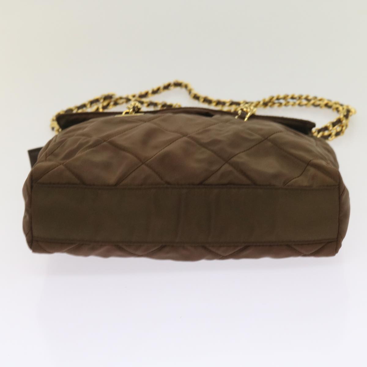 PRADA Quilted Chain Shoulder Bag Nylon Brown Auth yk10527