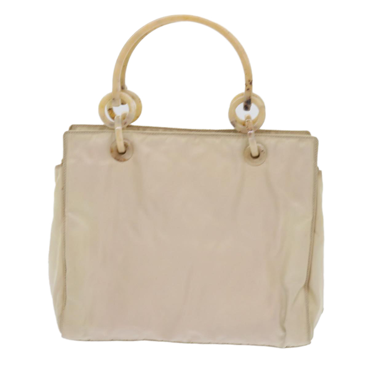PRADA Chain Hand Bag Nylon Beige Auth yk10528 - 0