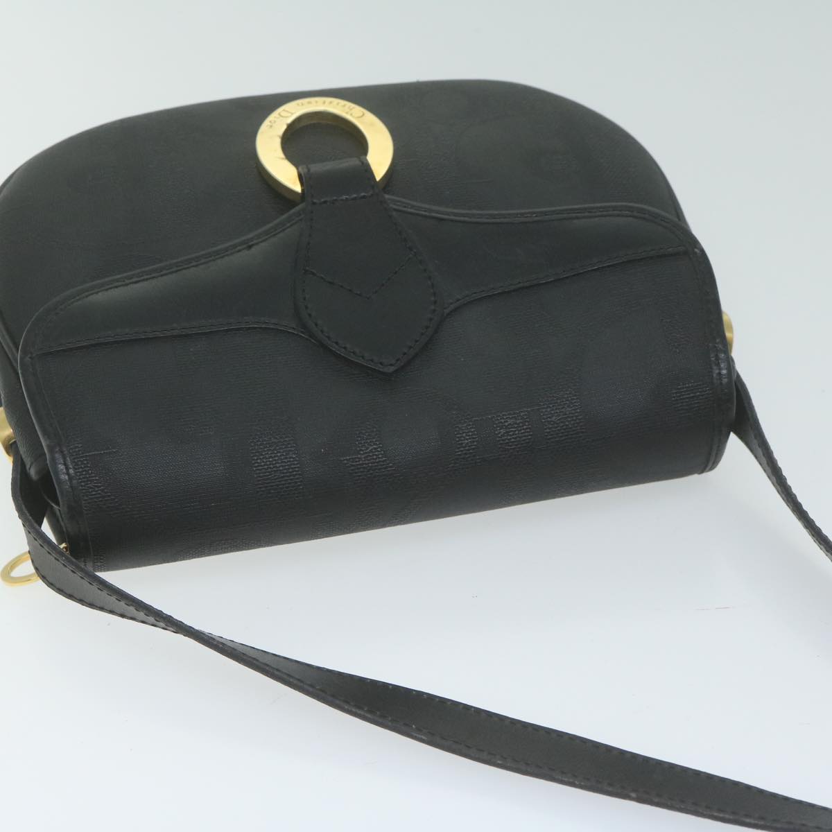 Christian Dior Trotter Canvas Shoulder Bag Black Auth yk10545