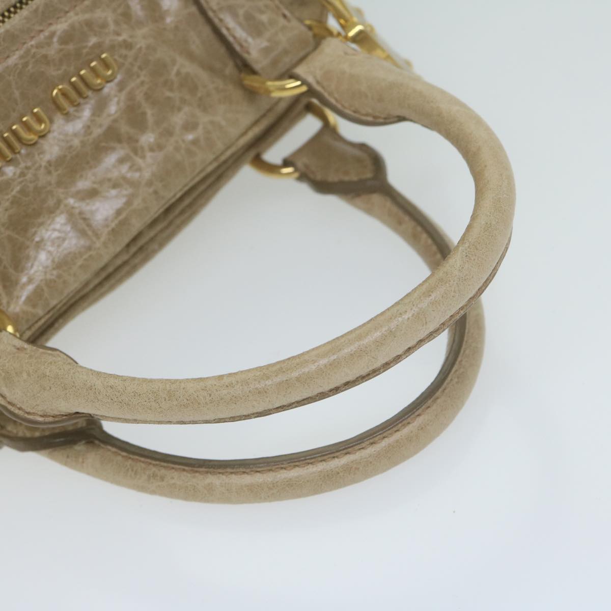 Miu Miu Hand Bag Leather 2way Beige Auth yk10550