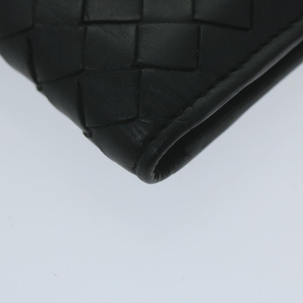 BOTTEGA VENETA INTRECCIATO Card Case Leather Black Auth yk10559