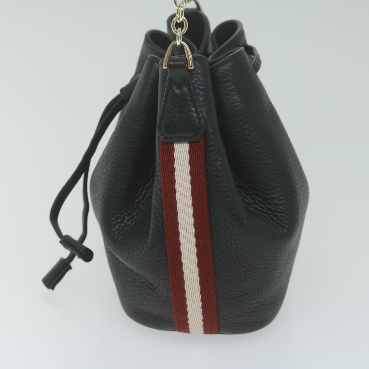 BALLY Purse Chain Shoulder Bag Leather 2way Black Red white Auth yk10562