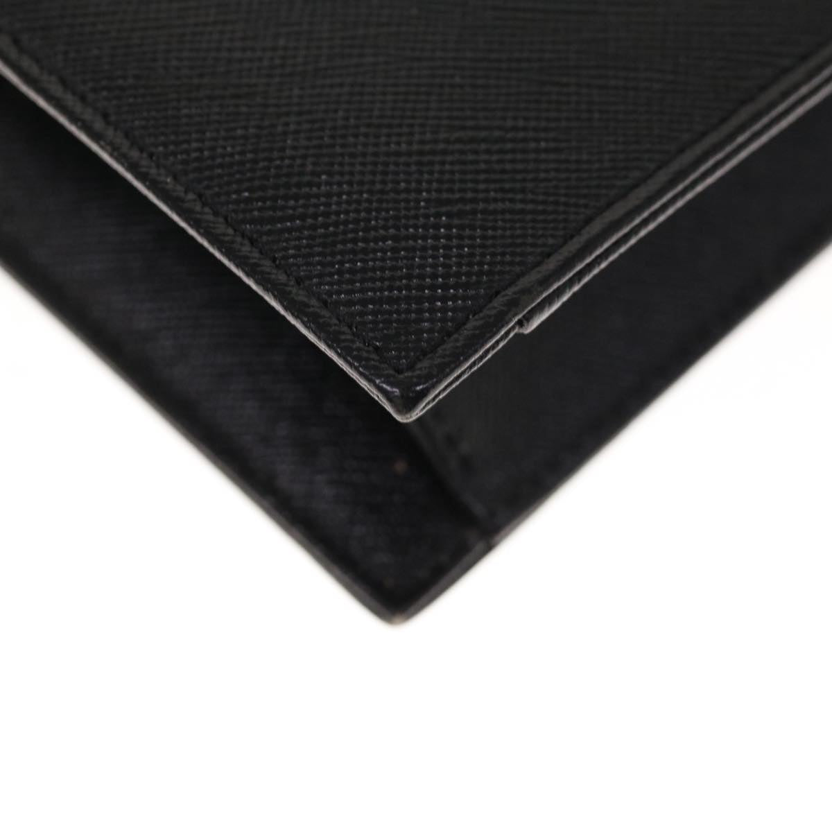 SAINT LAURENT Clutch Bag Leather Black Auth yk10564