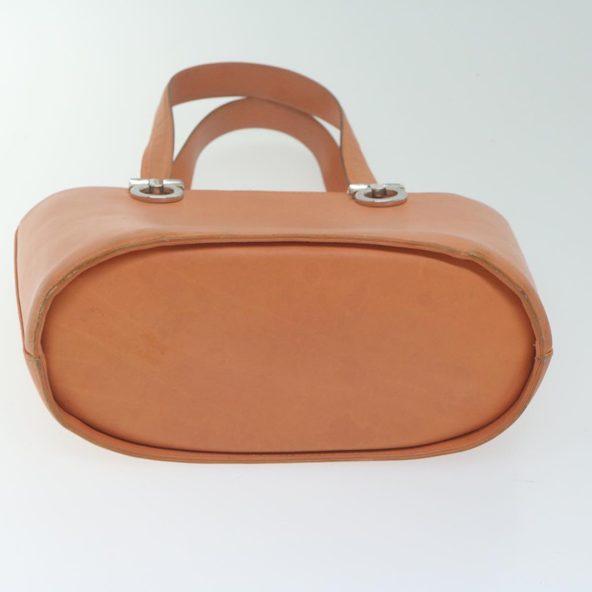 Salvatore Ferragamo Gancini Hand Bag Leather Orange Auth yk10570