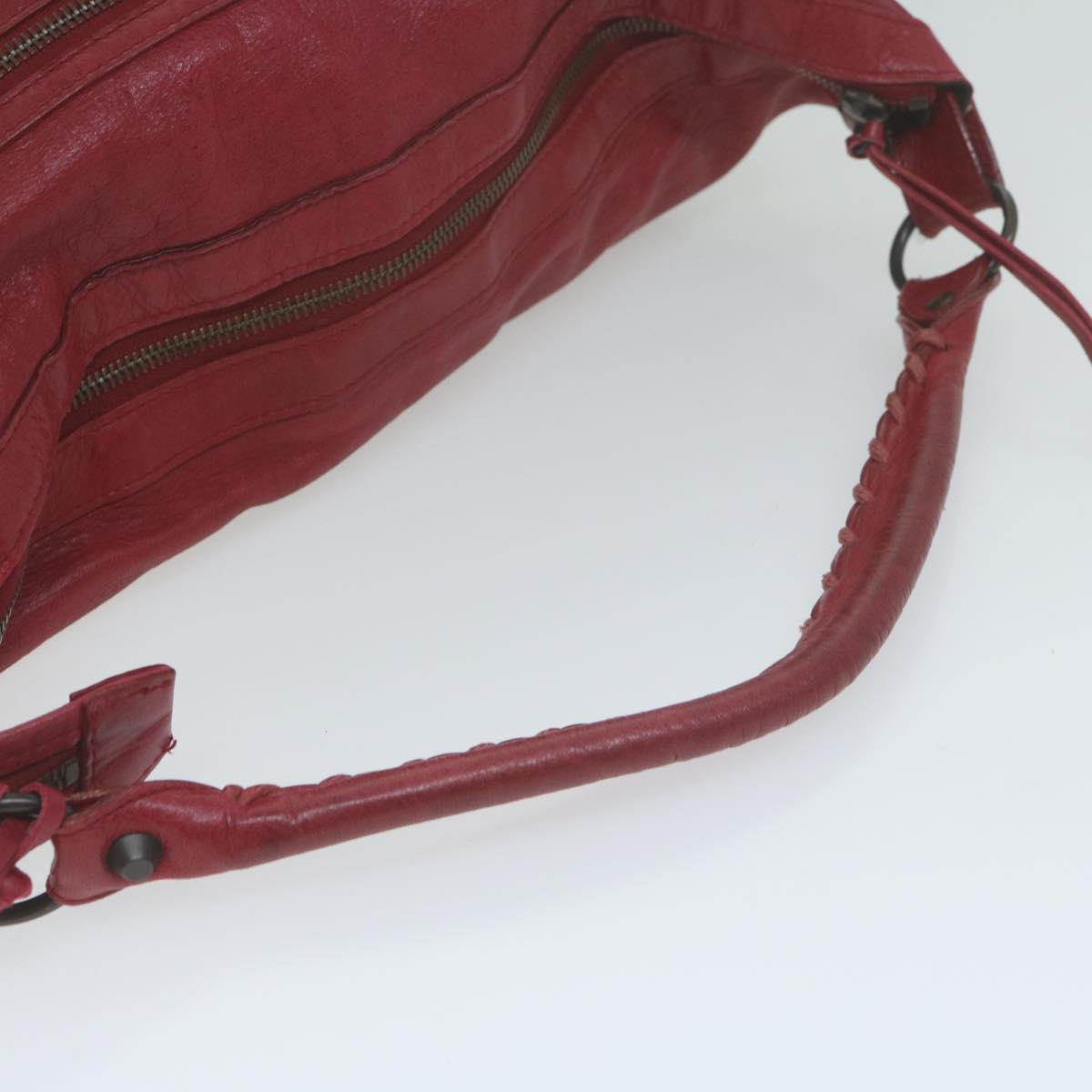 BALENCIAGA The Day Shoulder Bag Leather Red Auth yk10573