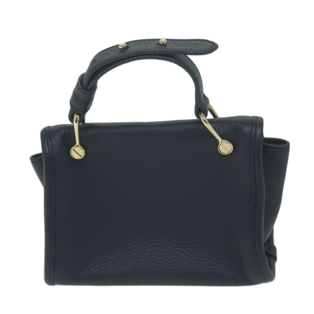 BALLY Shoulder Bag Leather 2way Navy Auth yk10576 - 0