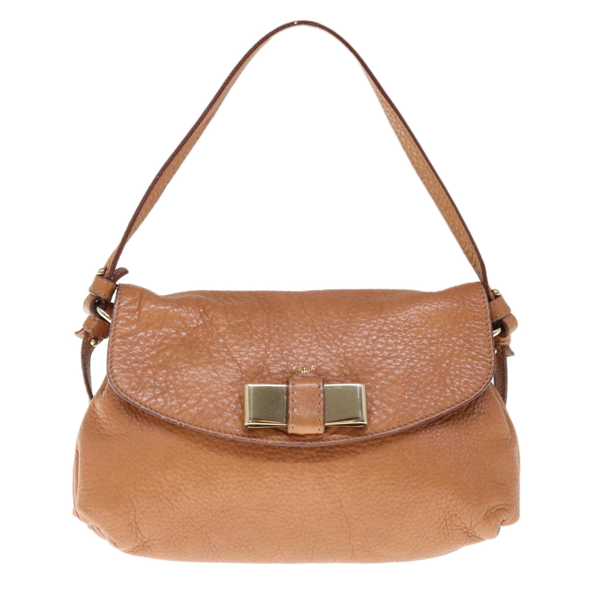 Chloe Lily Hand Bag Leather 2way Brown Auth yk10587