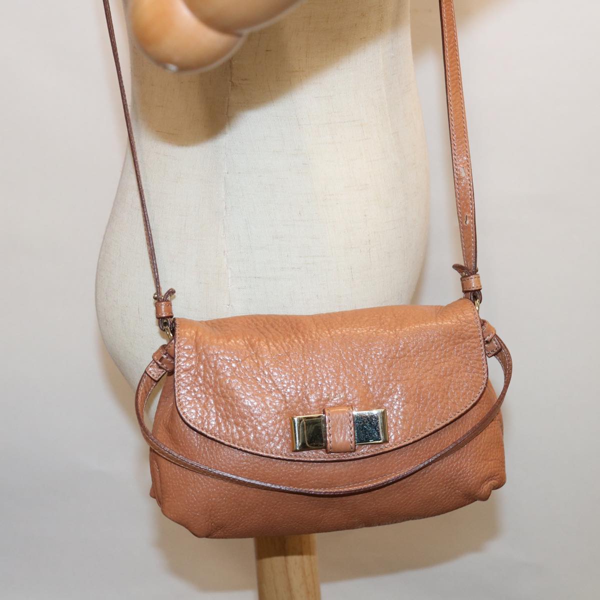 Chloe Lily Hand Bag Leather 2way Brown Auth yk10587