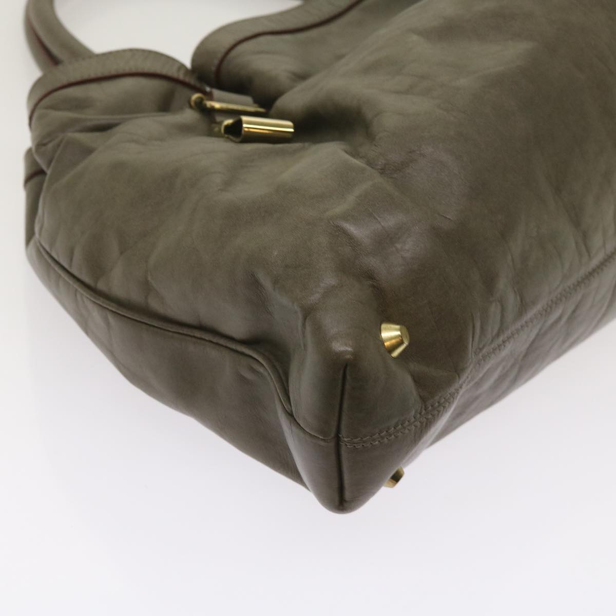 Chloe Victoria Hand Bag Leather Gray Auth yk10590