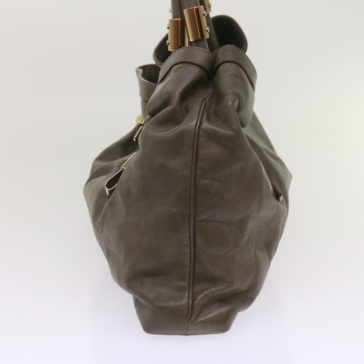 Chloe Victoria Hand Bag Leather Gray Auth yk10590