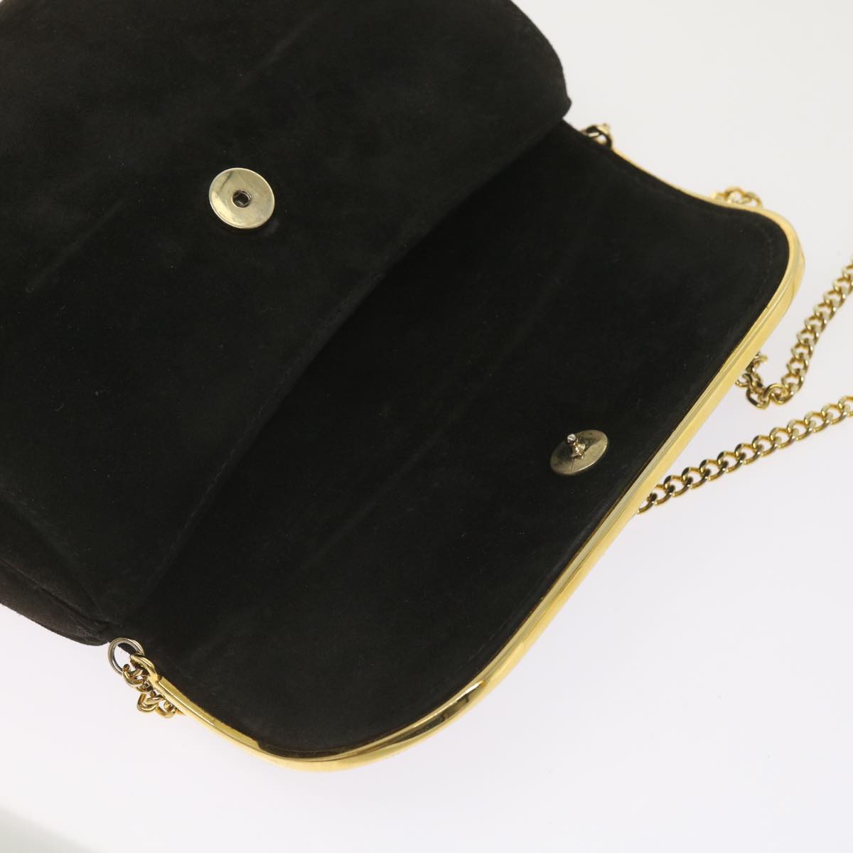 GUCCI Interlocking Chain Shoulder Bag Suede Black Auth yk10611