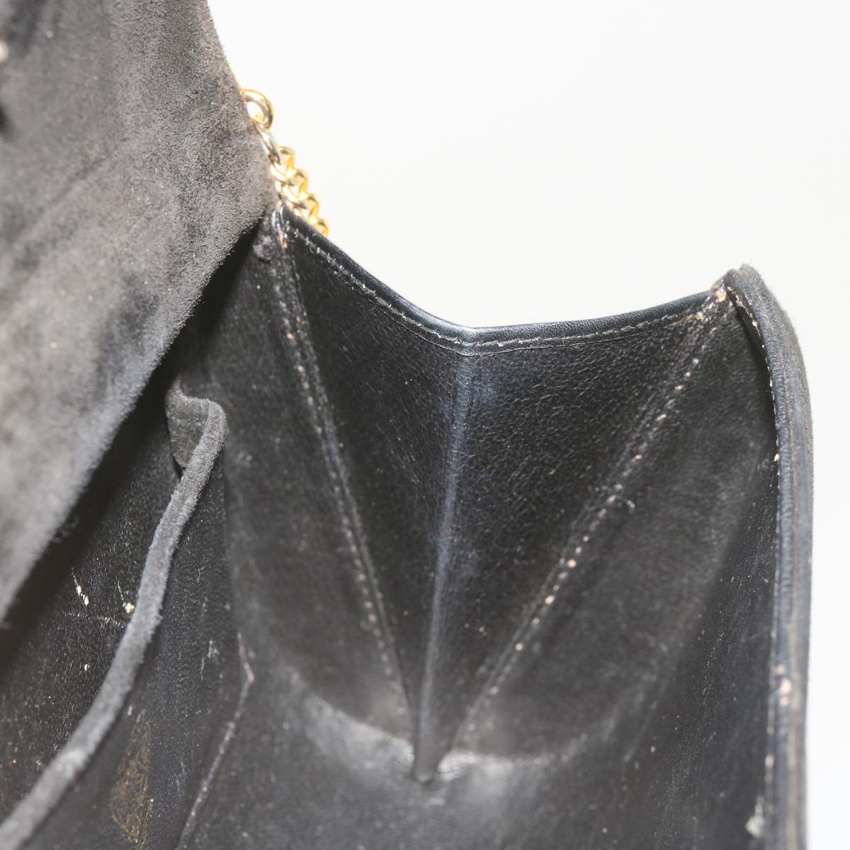 GUCCI Interlocking Chain Shoulder Bag Suede Black Auth yk10611