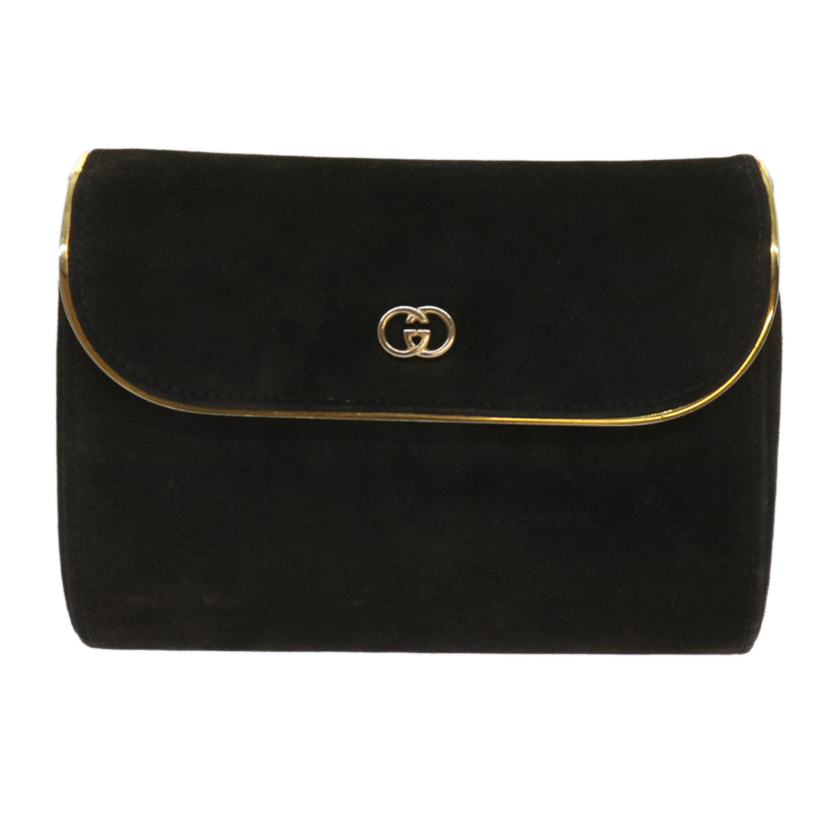 GUCCI Interlocking Chain Shoulder Bag Suede Black Auth yk10611 - 0