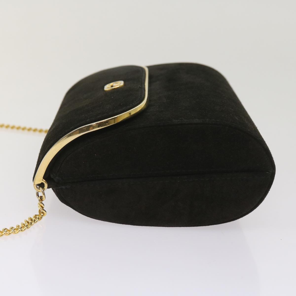 GUCCI Interlocking Chain Shoulder Bag Suede Black Auth yk10611