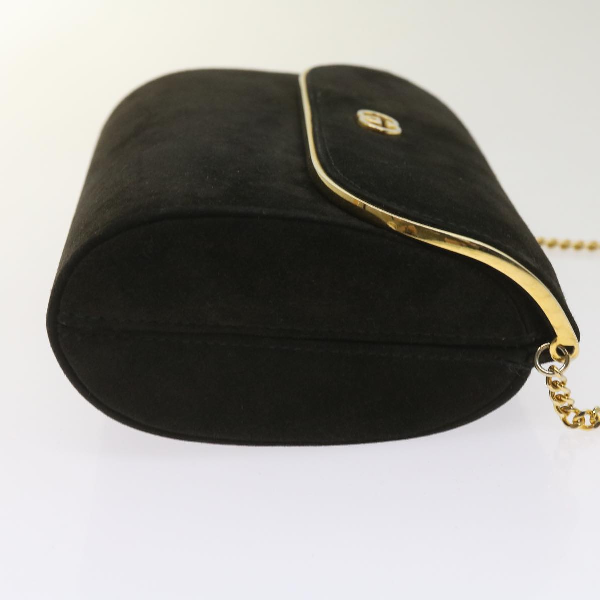 GUCCI Interlocking Chain Shoulder Bag Suede Black Auth yk10611