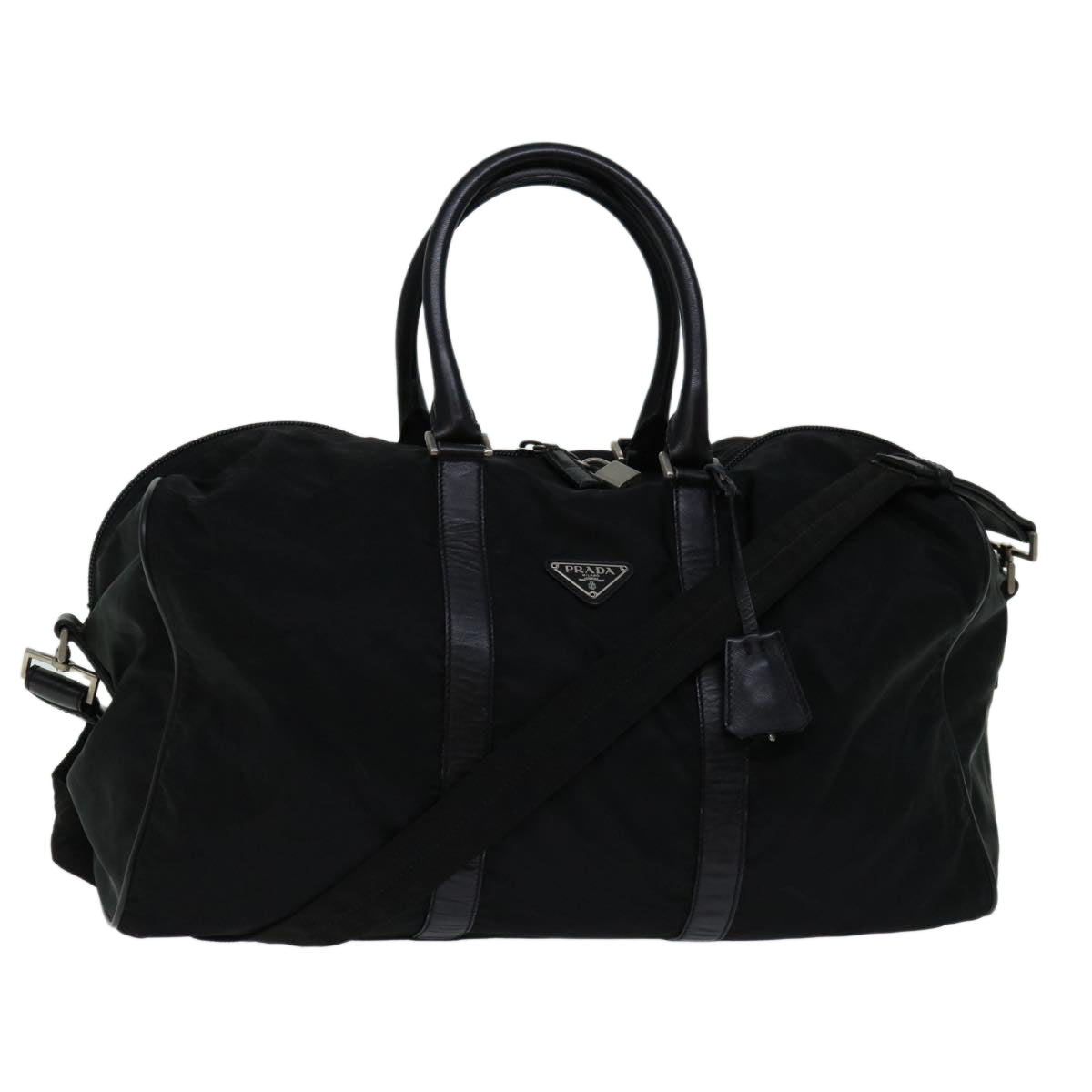 PRADA Boston Bag Nylon 2way Black Auth yk10625