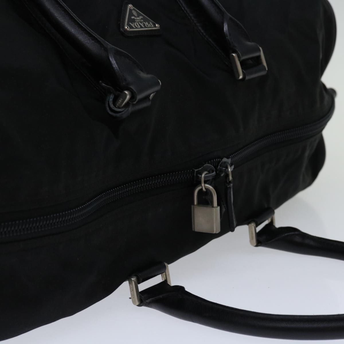 PRADA Boston Bag Nylon 2way Black Auth yk10625