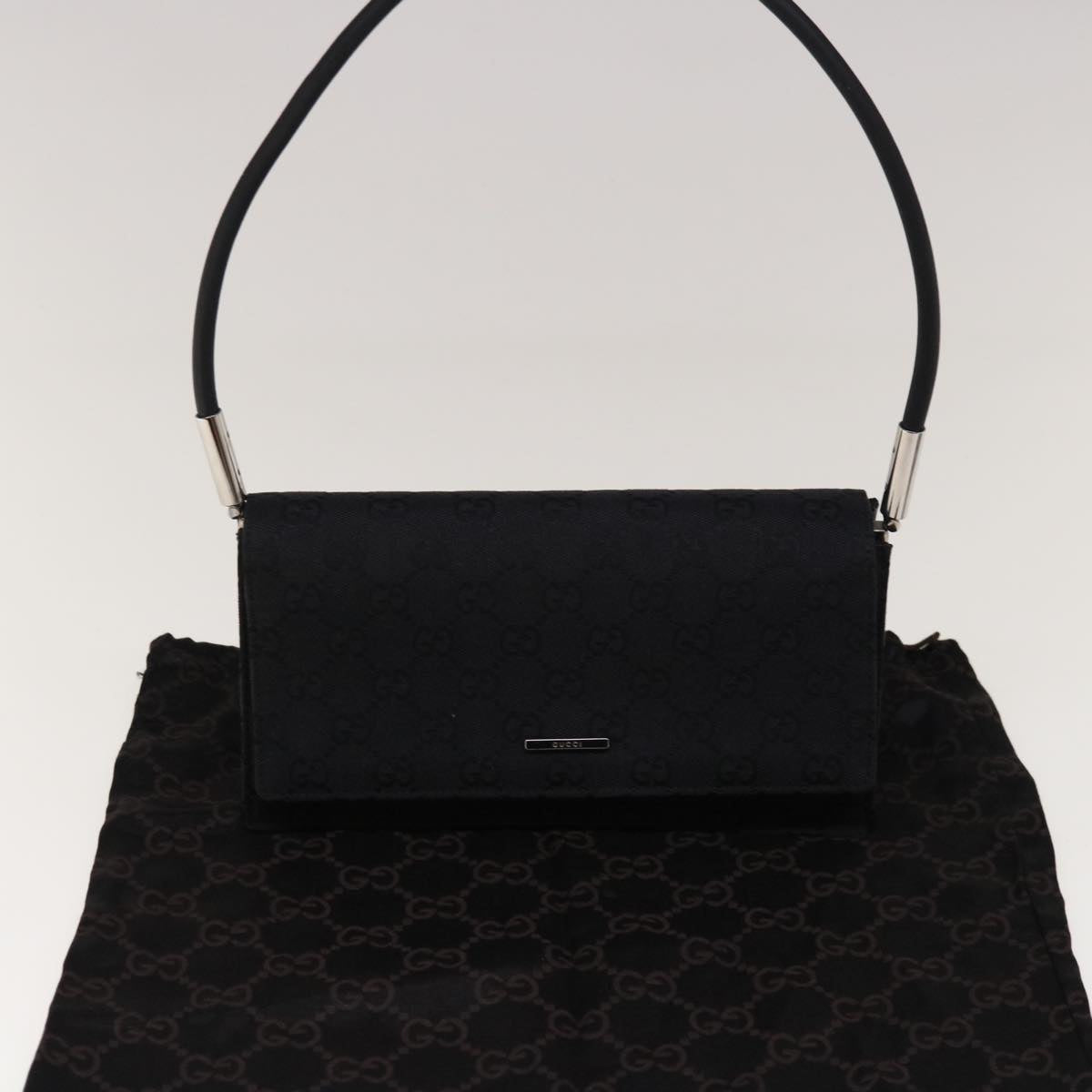 GUCCI GG Canvas Shoulder Bag Black 01235 Auth yk10637