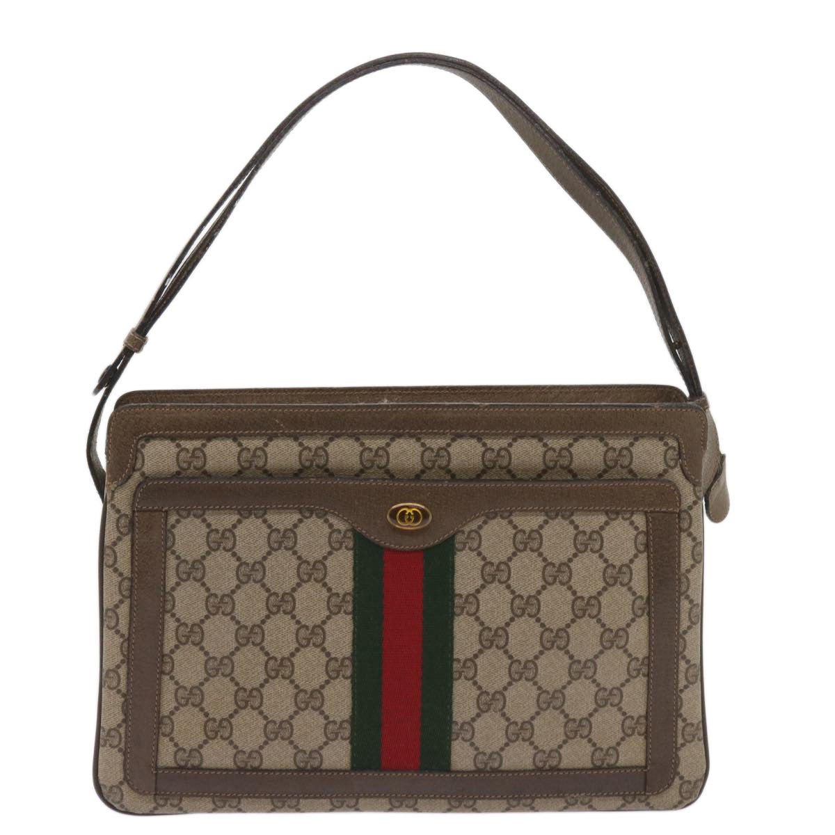 GUCCI GG Supreme Web Sherry Line Shoulder Bag PVC Beige 14 02 013 Auth yk10641 - 0