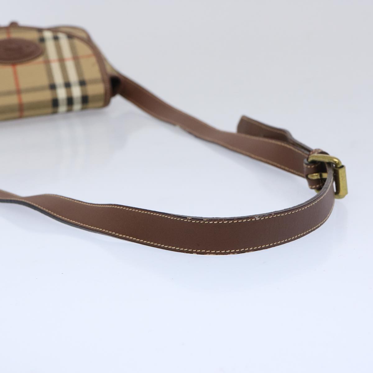 Burberrys Nova Check Shoulder Bag PVC Leather Beige Auth yk10652