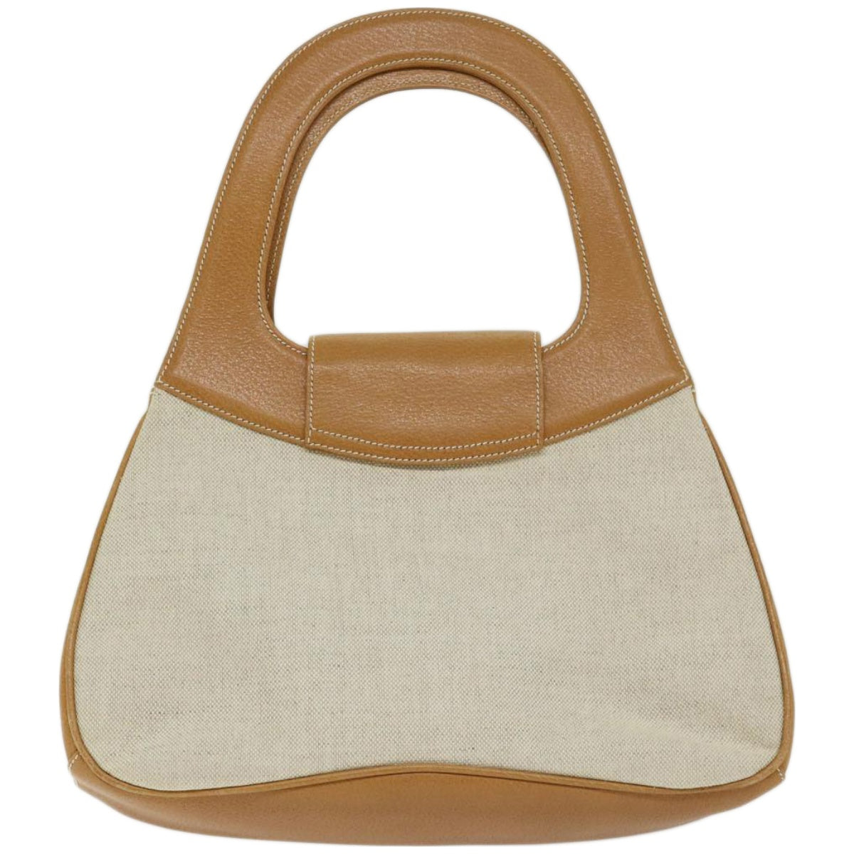 GUCCI Bamboo Turn Lock Shoulder Bag Canvas Leather Beige 000 113 Auth yk10670