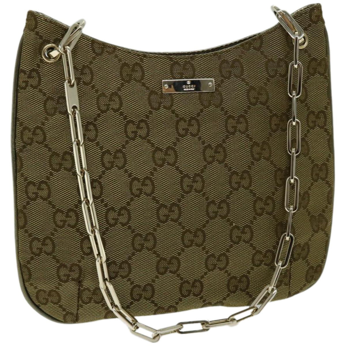 GUCCI GG Canvas Chain Shoulder Bag Gold Tone 001 4170 Auth yk10676A