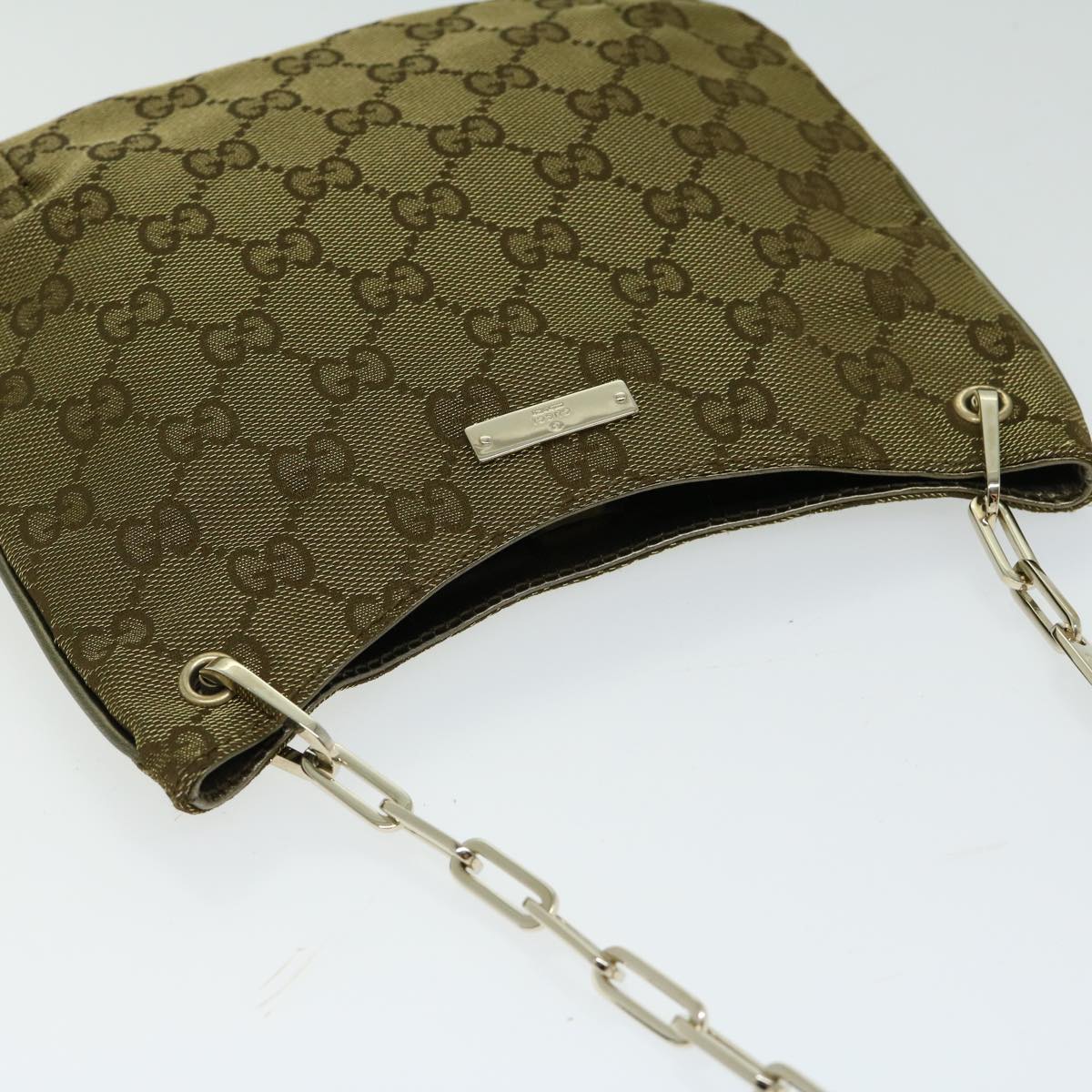 GUCCI GG Canvas Chain Shoulder Bag Gold Tone 001 4170 Auth yk10676A