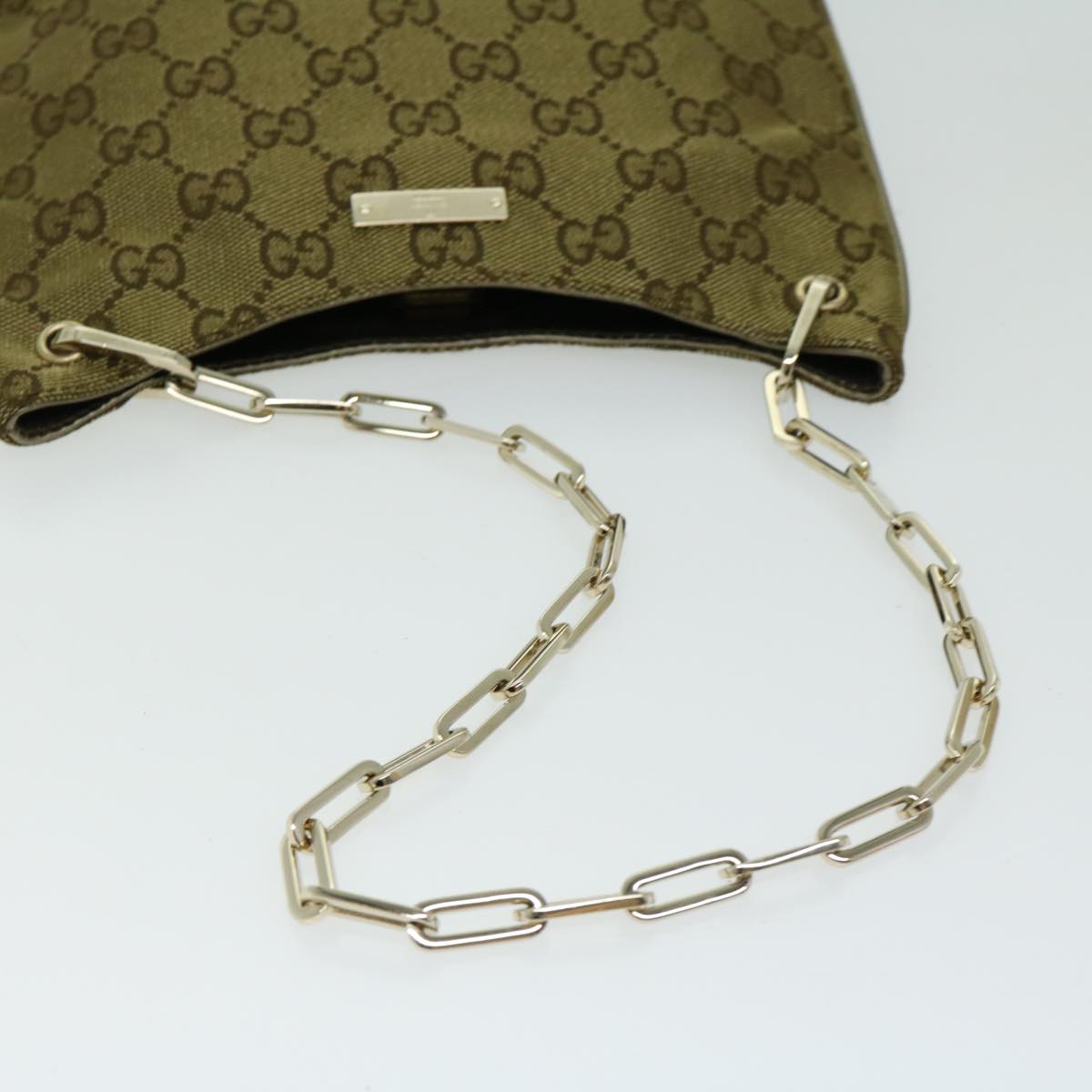 GUCCI GG Canvas Chain Shoulder Bag Gold Tone 001 4170 Auth yk10676A