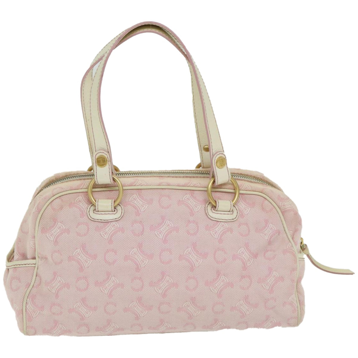 CELINE C Macadam Canvas Shoulder Bag Pink Auth yk10678 - 0