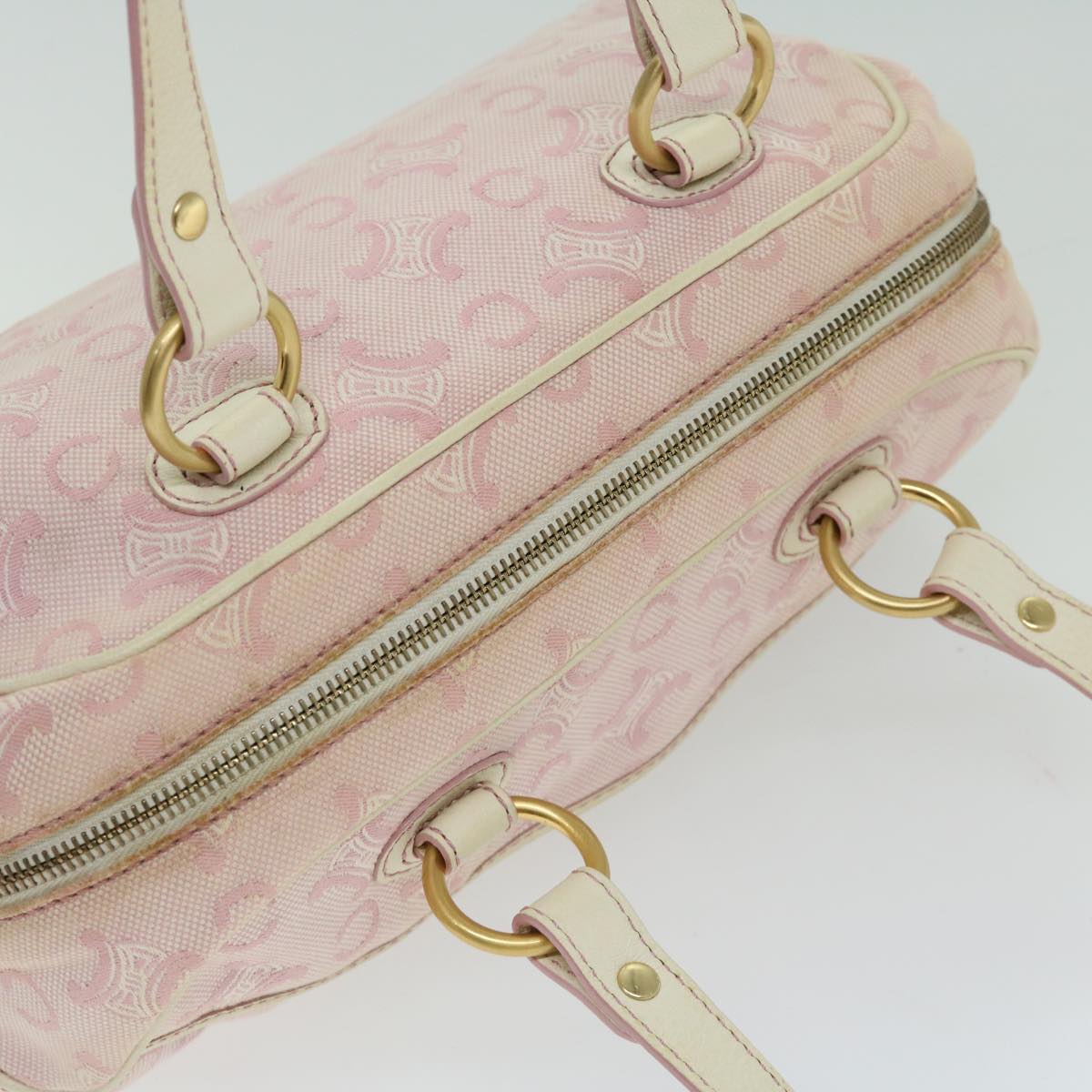 CELINE C Macadam Canvas Shoulder Bag Pink Auth yk10678