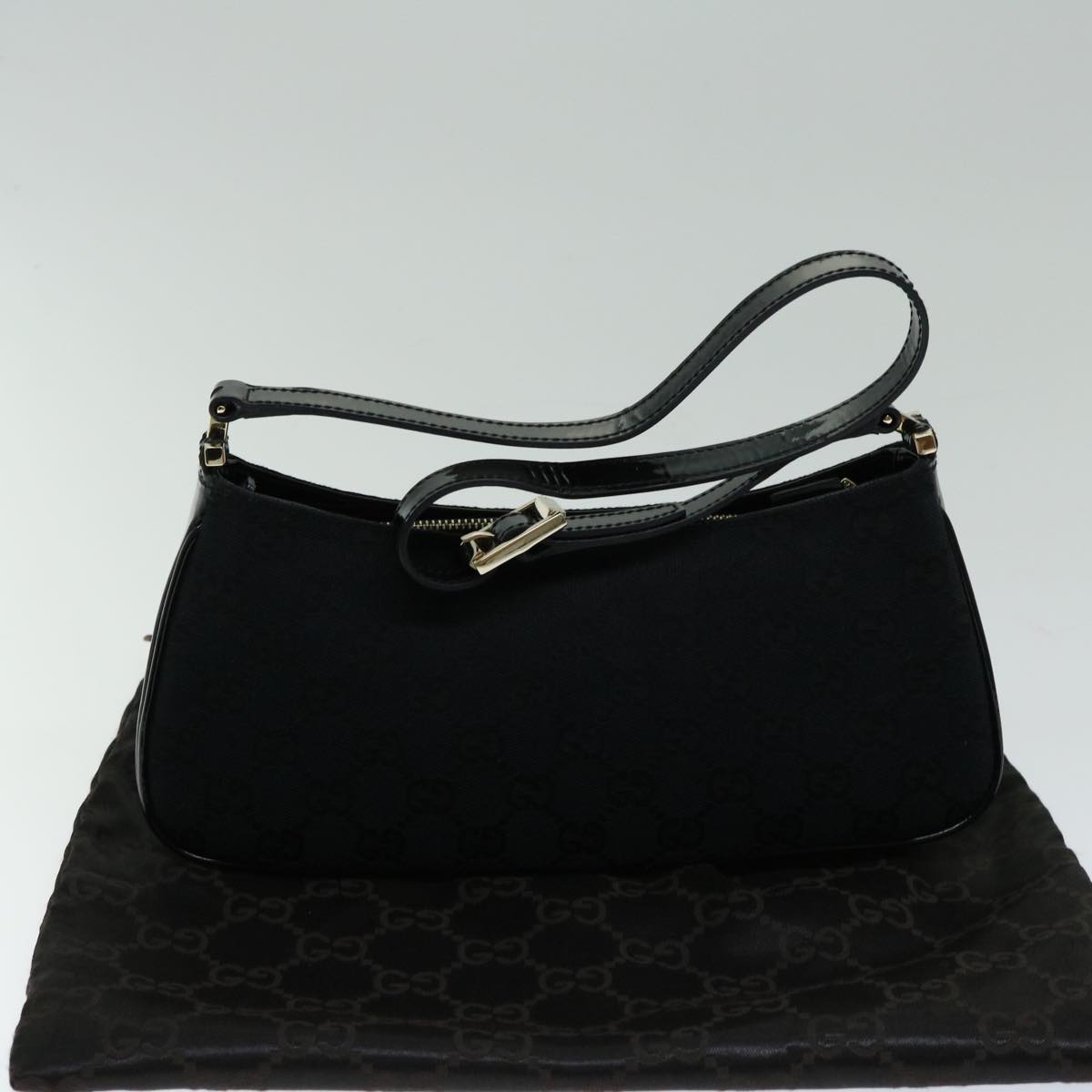 GUCCI GG Canvas Shoulder Bag Black 001 4152 Auth yk10681