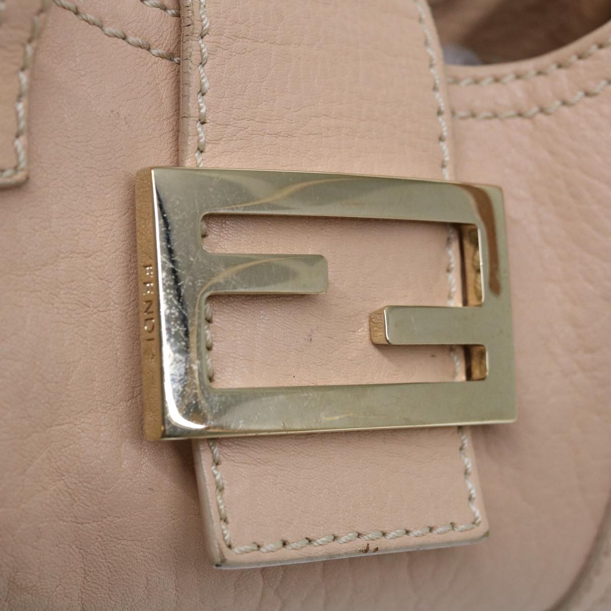 FENDI Hand Bag Leather Pink Auth yk10711