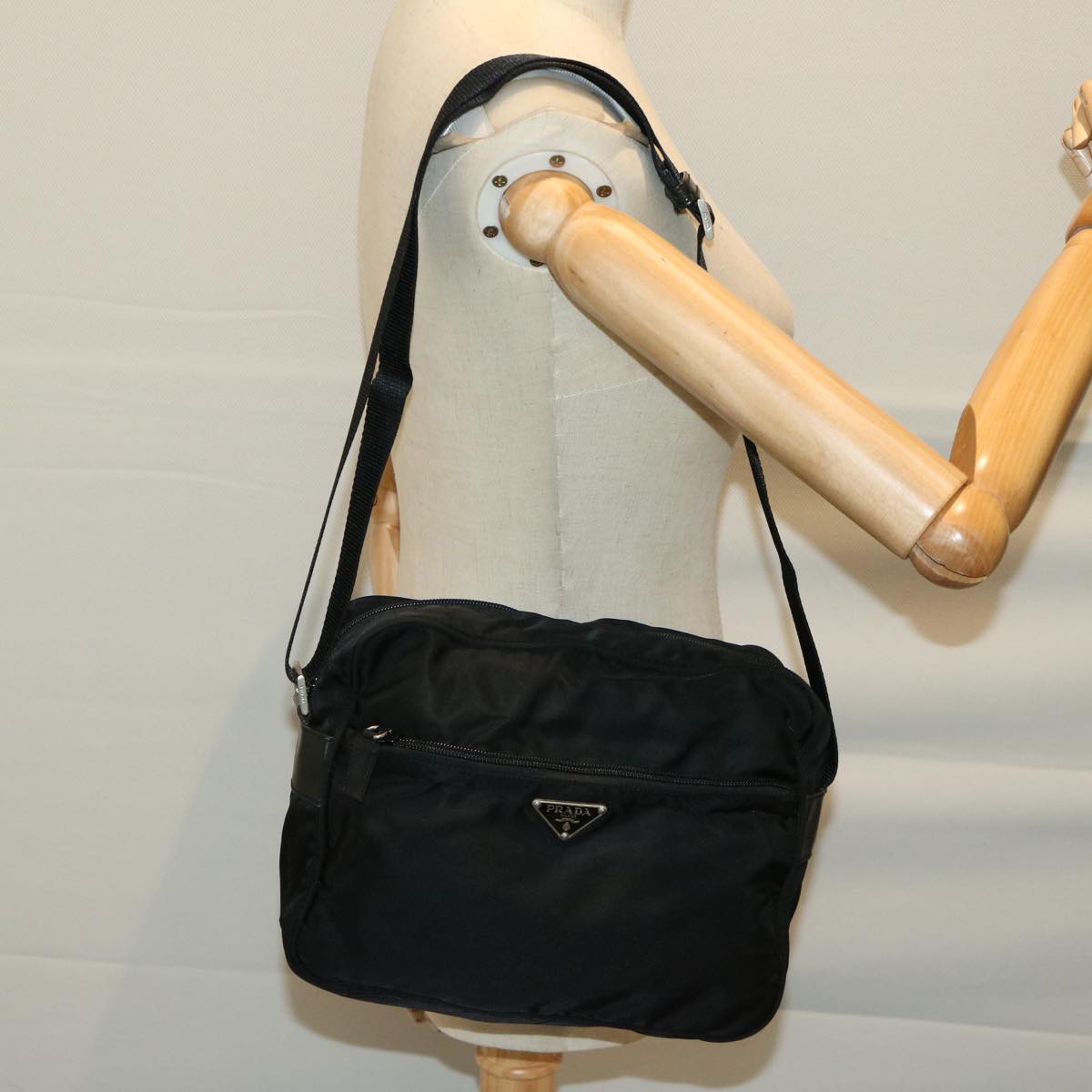 PRADA Shoulder Bag Nylon Black Auth yk10731